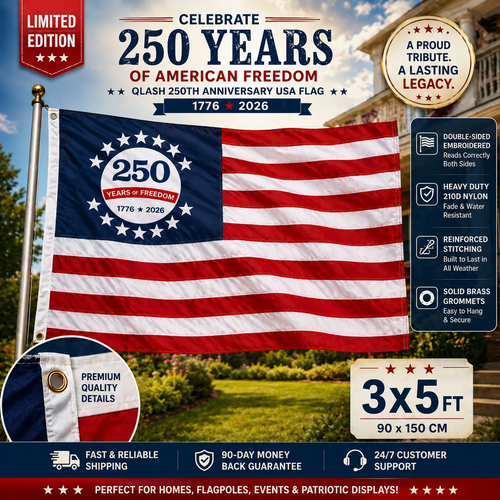 Last Day 49% OFF🔥250th Anniversary USA Commemorative Flag (3x5 Ft),Double-Sided Embroidered